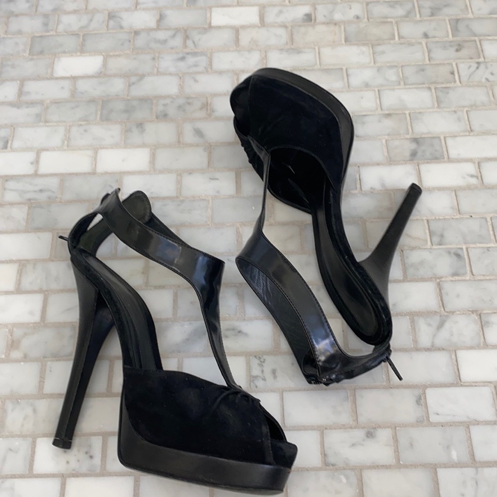 Fendi platform sandals black suede size 37.5